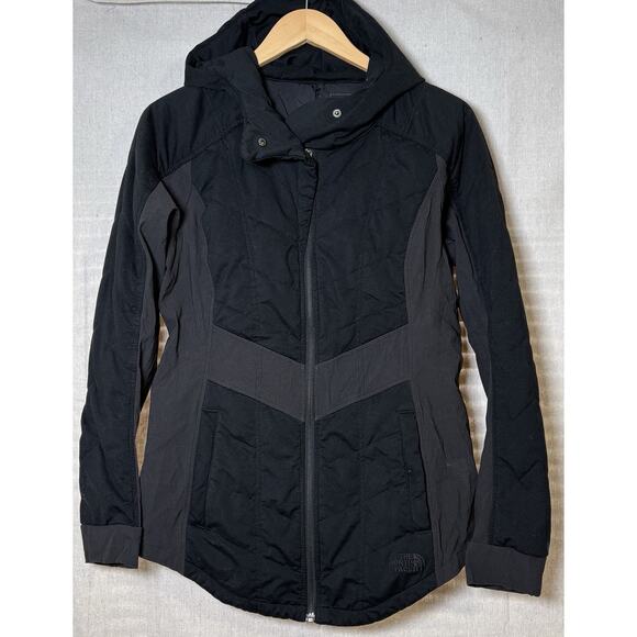 The North Face Pseudio Jacket Women’s Size M Black Hooded Full Zip Quilted - Picture 1 of 5